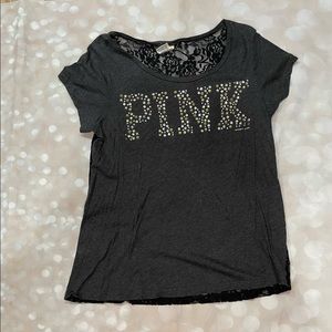 VS Pink Embellished T-shirt with lace back
